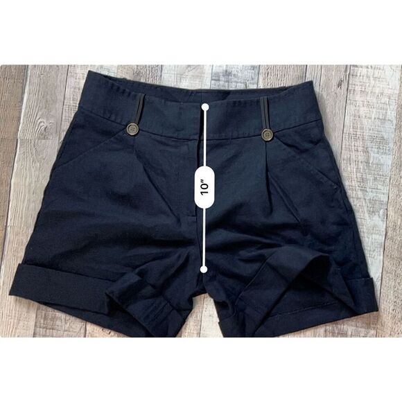 Diane Von Furstenberg Cuffed Mid Rise Pleated Navy Wool Shorts sz 4 Modern - Picture 5 of 12